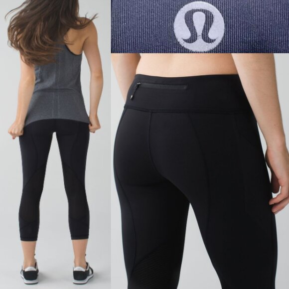 lululemon athletica Pants - Lululemon Pace Rival Luxtreme Crop Leggings Size 6 Small Pants Black Skinny
